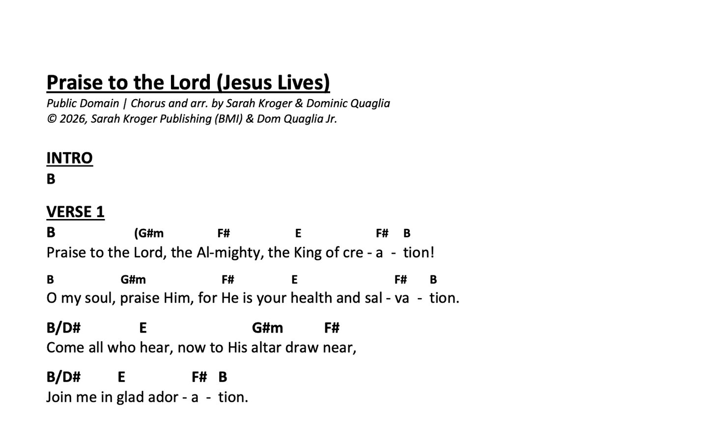 "Praise to the Lord (Jesus Lives)" Sheet Music