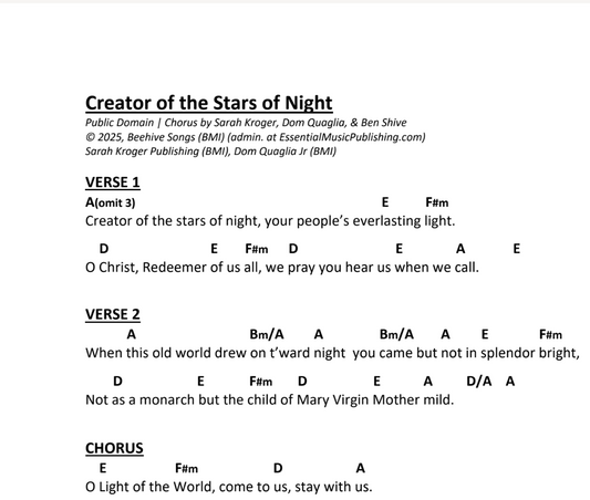 "Creator of the Stars of Night" Sheet Music
