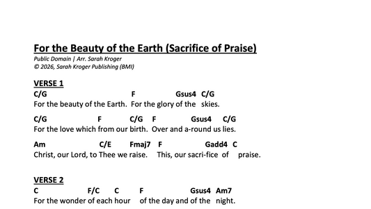 "For the Beauty of the Earth (Sacrifice of Praise)" Sheet Music